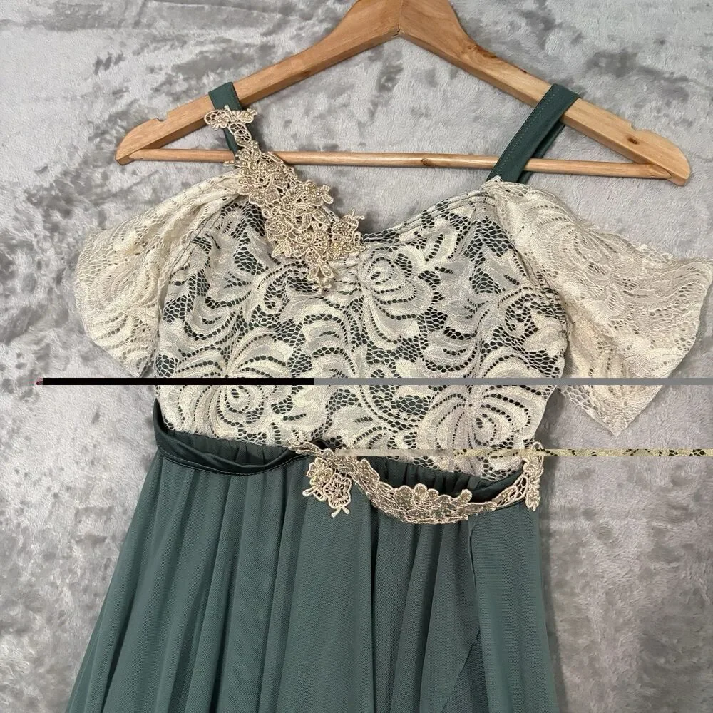 Weissman Sage Green Lyrical Dance Costume Dress (Size SA) Holiday Lace Ballet